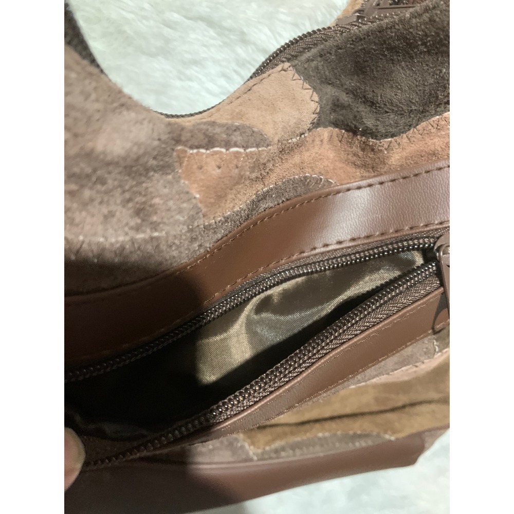 Patchwork Brown Suede Boh Shoulder Bag Purse Boho Chco - Picture 6 of 10